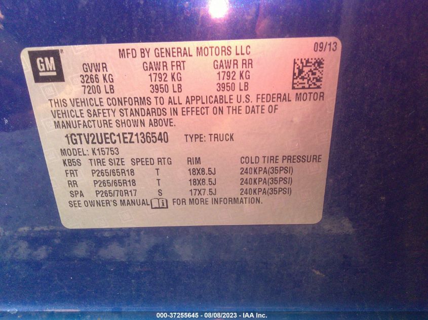 2014 GMC SIERRA 1500 SLE - 1GTV2UEC1EZ136540