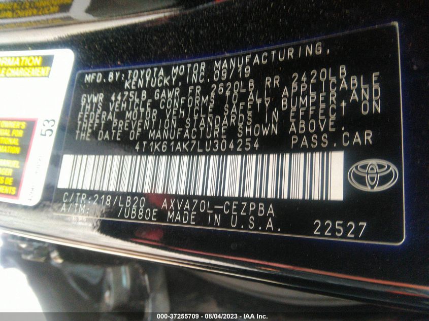 2020 TOYOTA CAMRY XSE - 4T1K61AK7LU304254