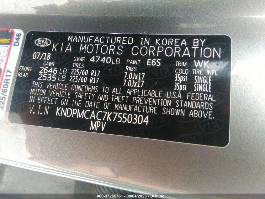 2019 KIA SPORTAGE LX - KNDPMCAC7K7550304