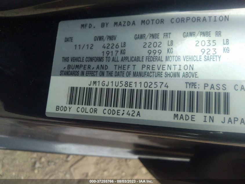2014 MAZDA MAZDA6 I SPORT - JM1GJ1U58E1102574