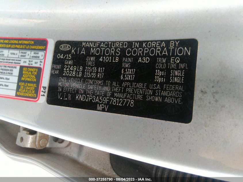 2015 KIA SOUL + - KNDJP3A59F7812778
