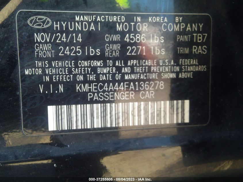 2015 HYUNDAI SONATA HYB KM8EC4A44FA136278