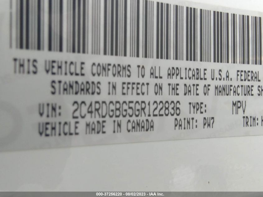 2016 DODGE GRAND CARAVAN SE - 2C4RDGBG5GR122836