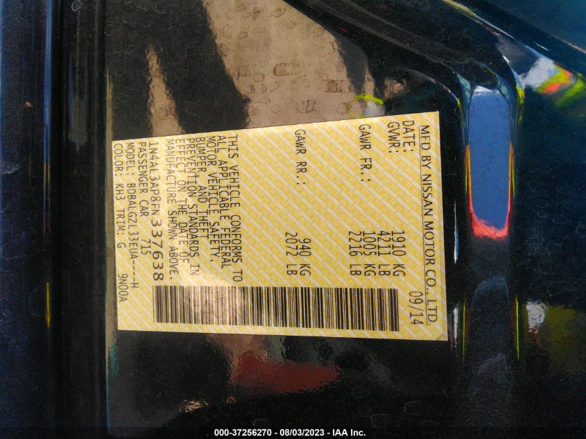 2015 NISSAN ALTIMA 2.5 S - 1N4AL3AP8FN337638