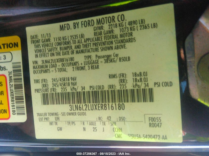 2014 LINCOLN MKZ HYBRID - 3LN6L2LUXER816180