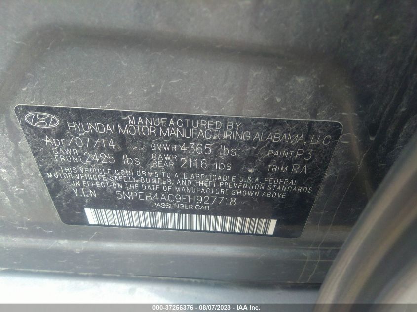 2014 HYUNDAI SONATA GLS - 5NPEB4AC9EH927718