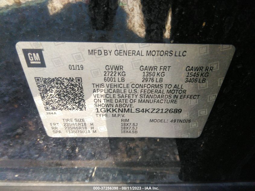 2019 GMC ACADIA SLT-1 - 1GKKNMLS4KZ212689