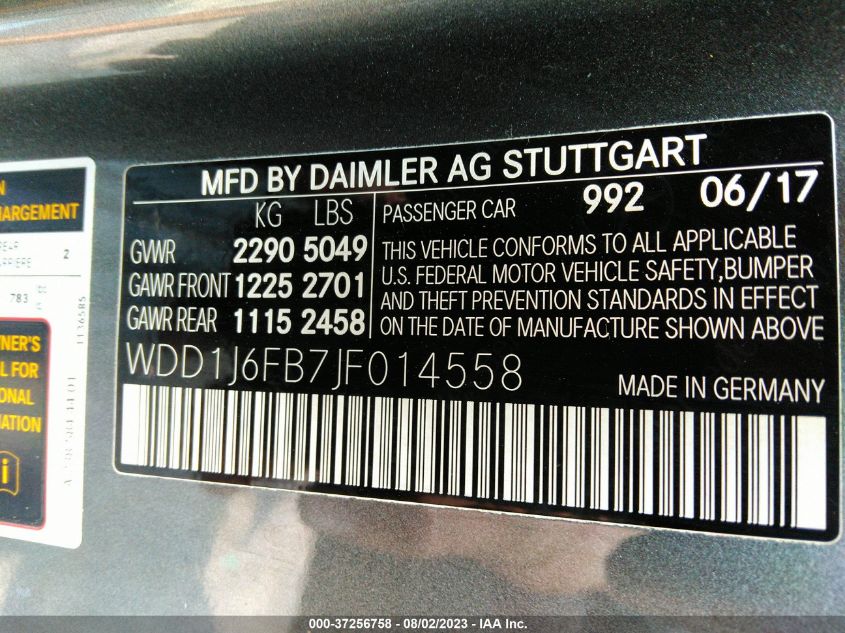 2018 MERCEDES-BENZ E 400 WDD1J6FB7JF014558