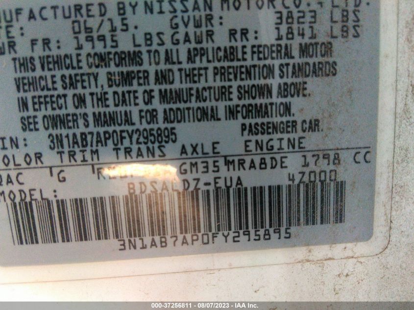 2015 NISSAN SENTRA SV - 3N1AB7AP0FY295895