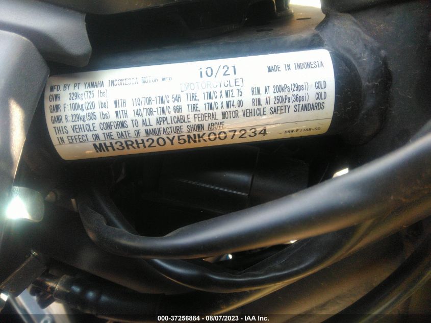 2022 YAMAHA MT-03 MH3RH20Y5NK007234