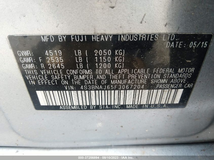 2015 SUBARU LEGACY 2.5I LIMITED - 4S3BNAJ65F3067204