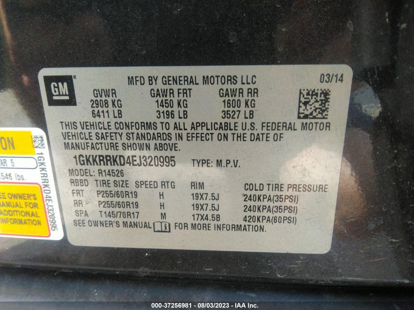 2014 GMC ACADIA SLT-1 - 1GKKRRKD4EJ320995