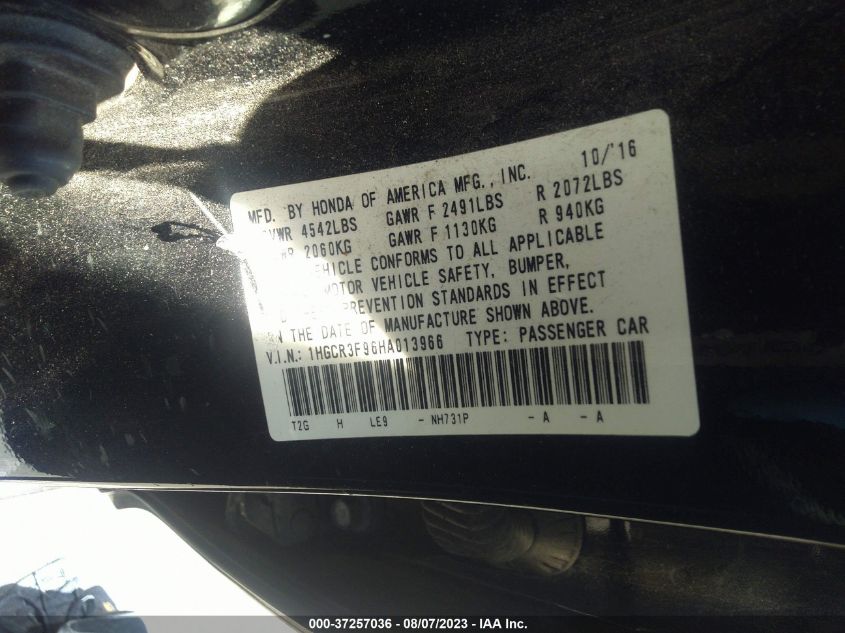 2017 HONDA ACCORD SEDAN TOURING - 1HGCR3F96HA013966