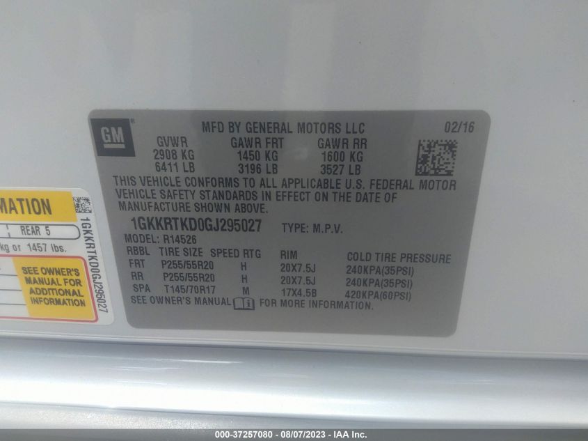 2016 GMC ACADIA DENALI - 1GKKRTKD0GJ295027