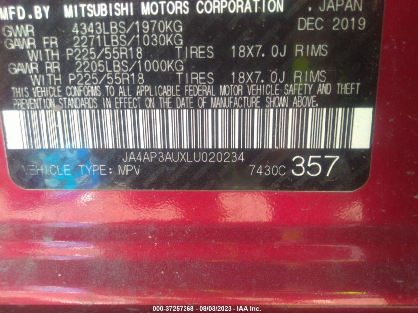2020 MITSUBISHI OUTLANDER SPORT ES/SP - JA4AP3AUXLU020234