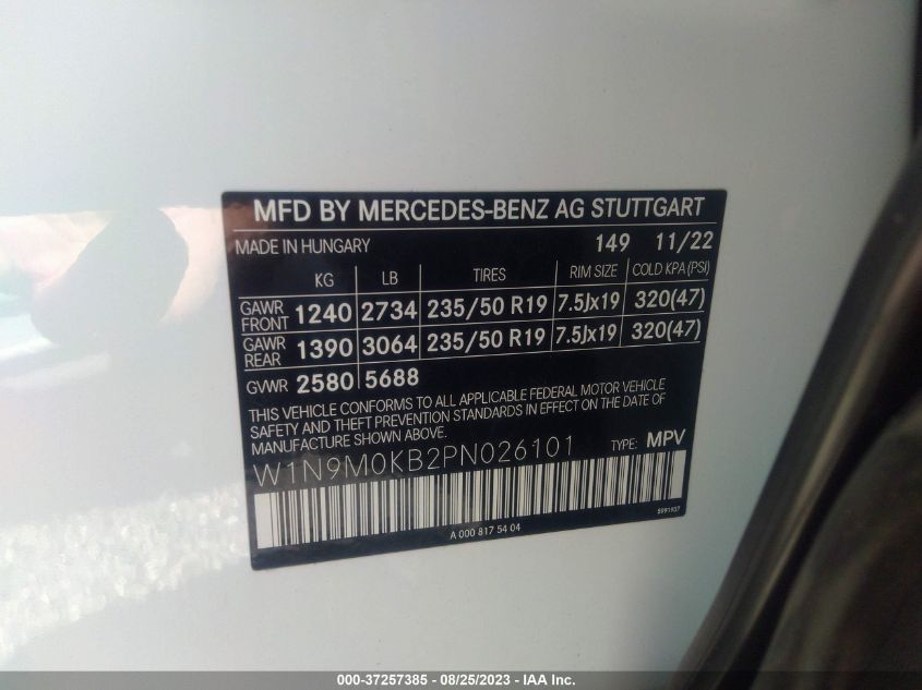 2023 MERCEDES-BENZ EQB EQB 300 W1N9M0KB2PN026101
