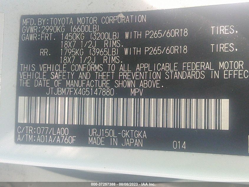 2016 LEXUS GX 460 - JTJBM7FX4G5147880