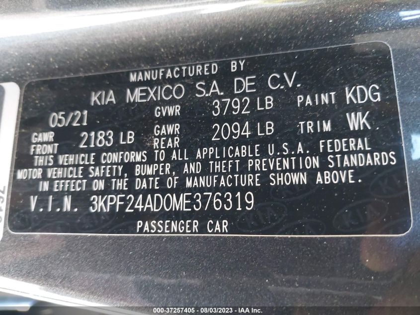 3KPF24AD0ME376319 Kia Forte FE/LXS 9