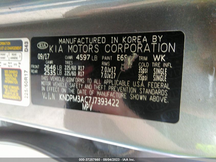 2018 KIA SPORTAGE LX - KNDPM3AC7J7393422
