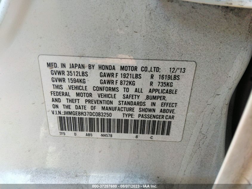 2013 HONDA FIT - JHMGE8H37DC083250