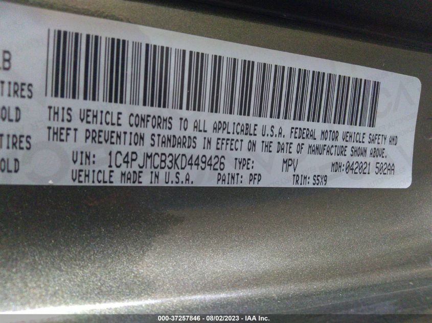 2019 JEEP CHEROKEE LATITUDE - 1C4PJMCB3KD449426