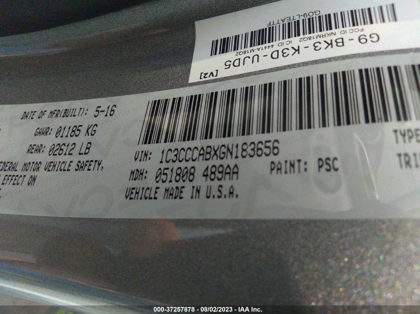 2016 CHRYSLER 200 LIMITED - 1C3CCCABXGN183656