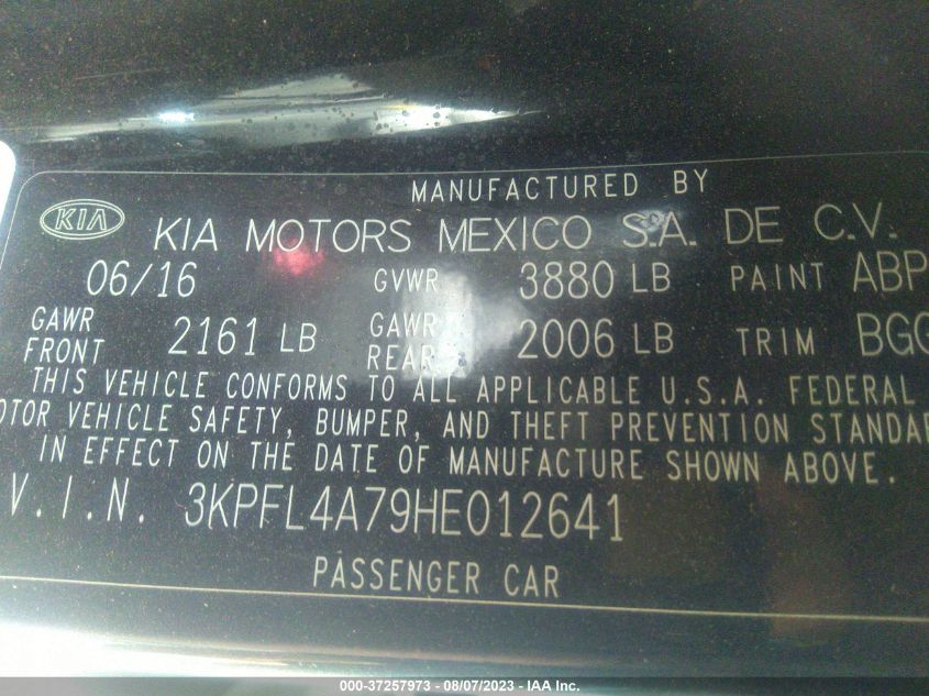 2017 KIA FORTE LX - 3KPFL4A79HE012641
