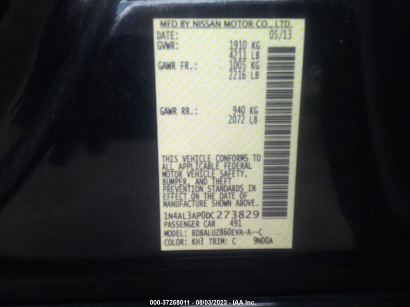 2013 NISSAN ALTIMA 2.5 SV - 1N4AL3AP0DC273829