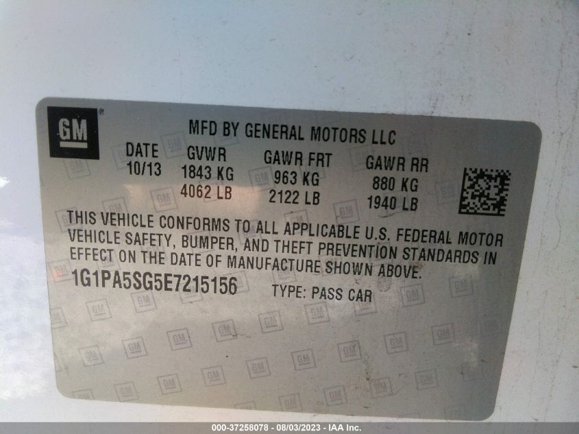 2014 CHEVROLET CRUZE LS - 1G1PA5SG5E7215156