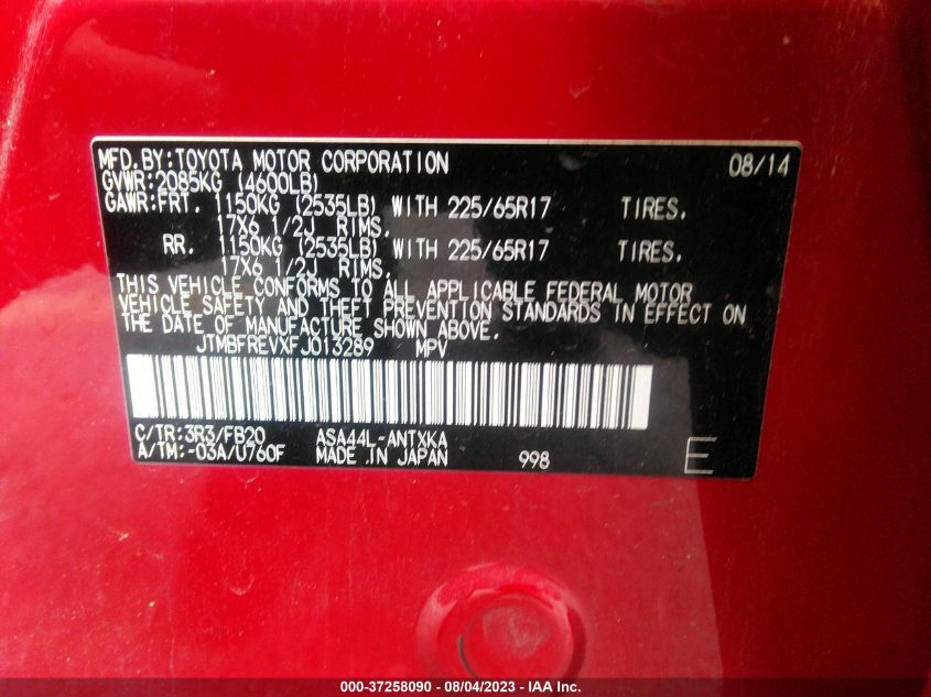 2015 TOYOTA RAV4 LE - JTMBFREVXFJ013289