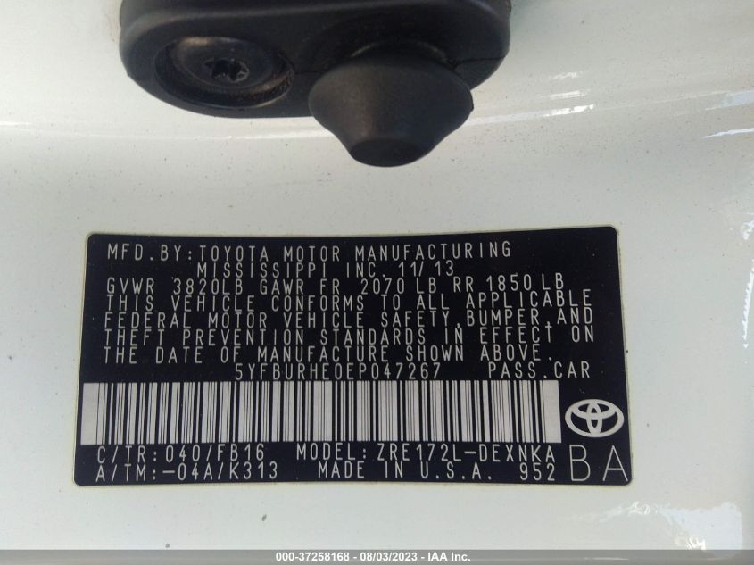 2014 TOYOTA COROLLA LE - 5YFBURHE0EP047267