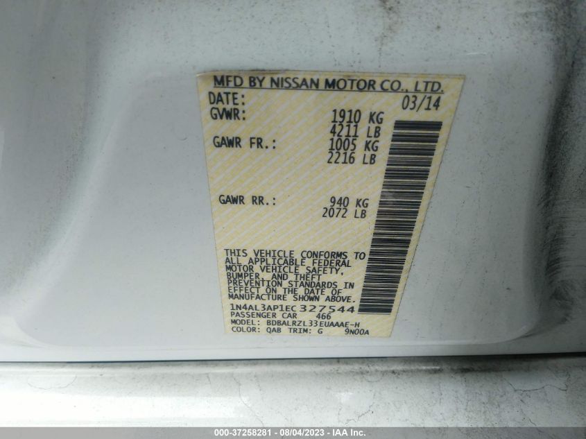 2014 NISSAN ALTIMA 2.5 S - 1N4AL3AP1EC327544