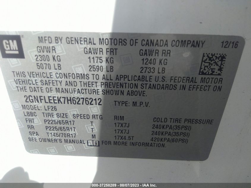 2017 CHEVROLET EQUINOX LS - 2GNFLEEK7H6276212