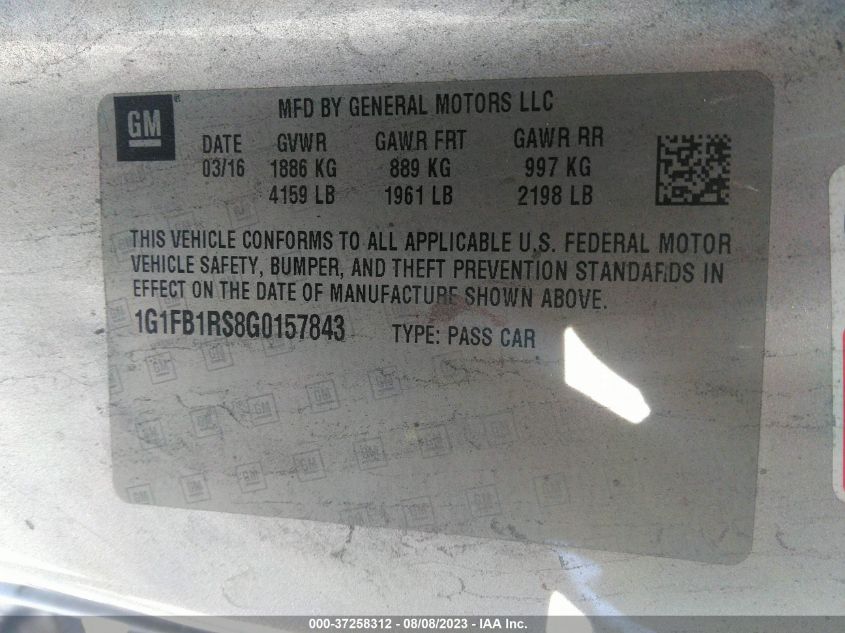 2016 CHEVROLET CAMARO 1LT - 1G1FB1RS8G0157843