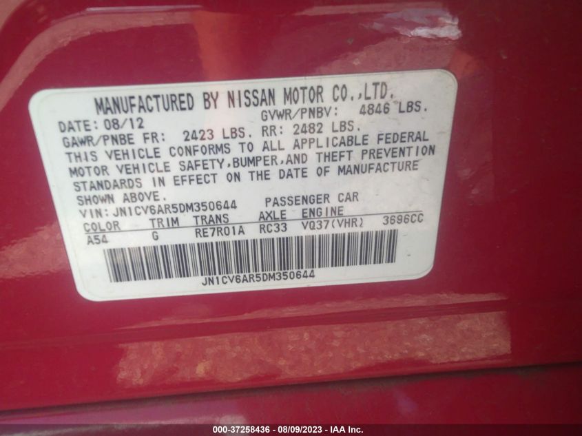2013 INFINITI G37 SEDAN X JN1CV6AR5DM350644