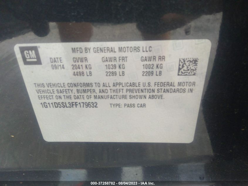 2015 CHEVROLET MALIBU LT - 1G11D5SL3FF179632