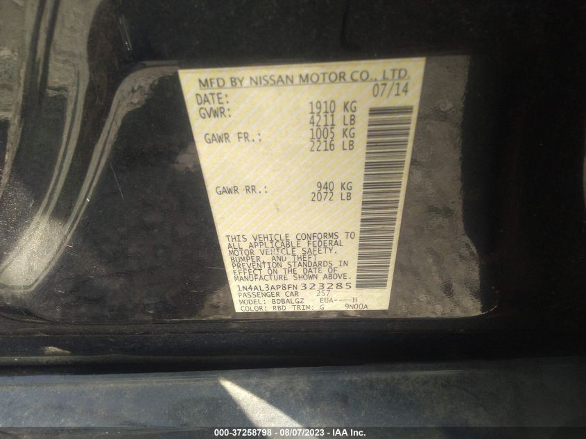 2015 NISSAN ALTIMA 2.5 S - 1N4AL3AP8FN323285