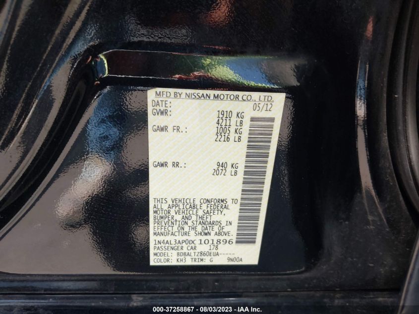 2013 NISSAN ALTIMA 2.5 SV - 1N4AL3AP0DC101896