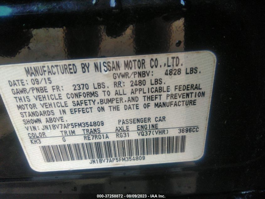 2015 INFINITI Q50 PREMIUM - JN1BV7AP5FM354809