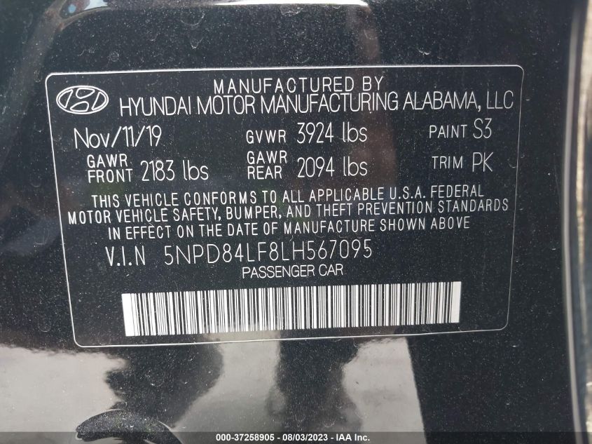 2020 HYUNDAI ELANTRA SEL - 5NPD84LF8LH567095