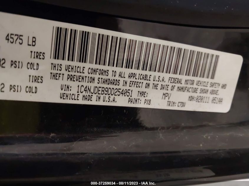 2013 JEEP COMPASS LATITUDE - 1C4NJDEB9DD254051