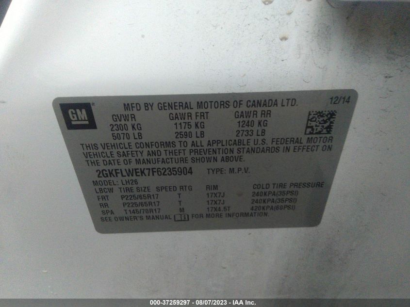 2015 GMC TERRAIN SLE - 2GKFLWEK7F6235904