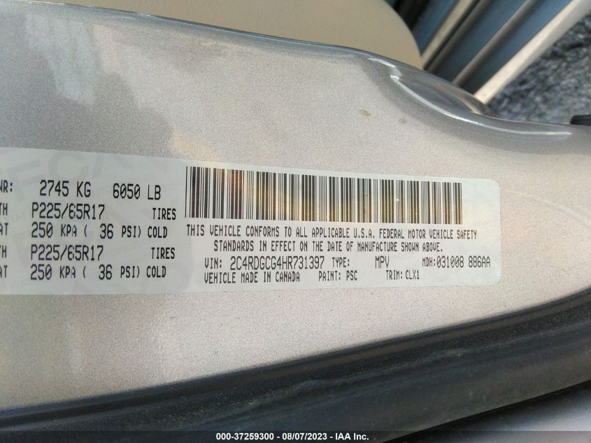 2017 DODGE GRAND CARAVAN SXT - 2C4RDGCG4HR731397