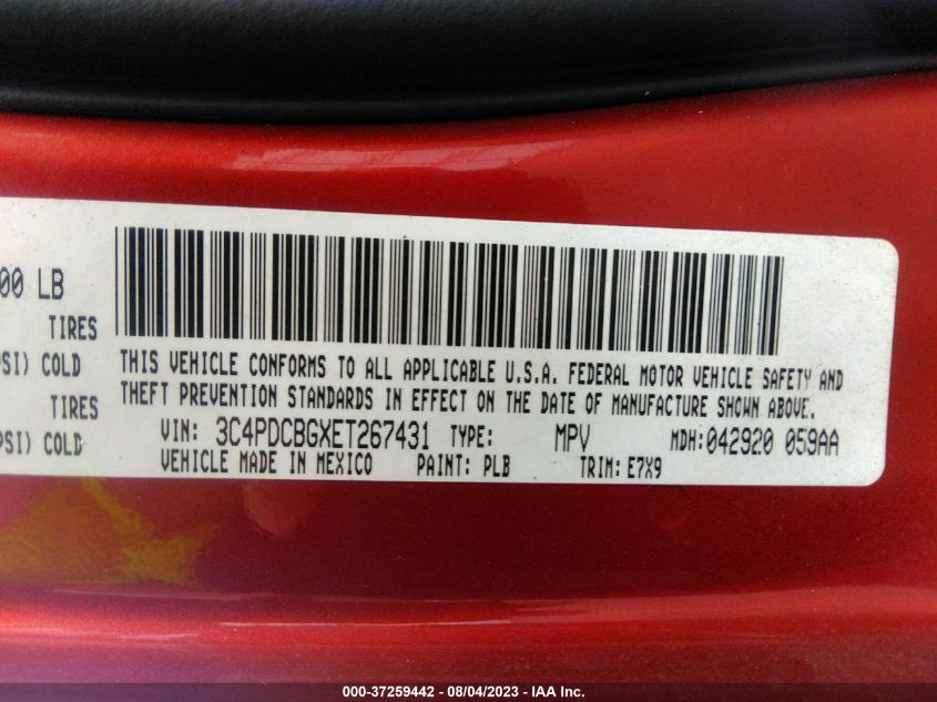 2014 DODGE JOURNEY SXT - 3C4PDCBGXET267431