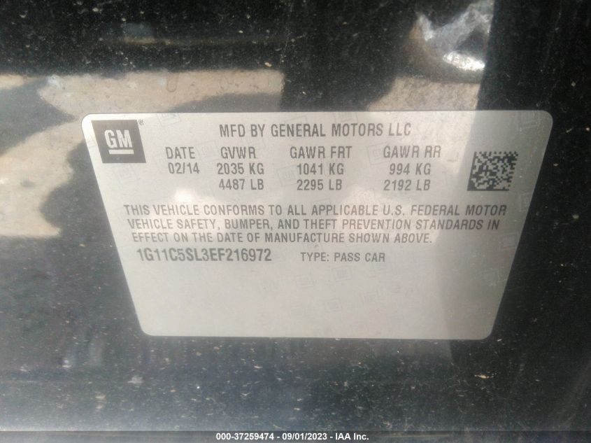 2014 CHEVROLET MALIBU LT - 1G11C5SL3EF216972