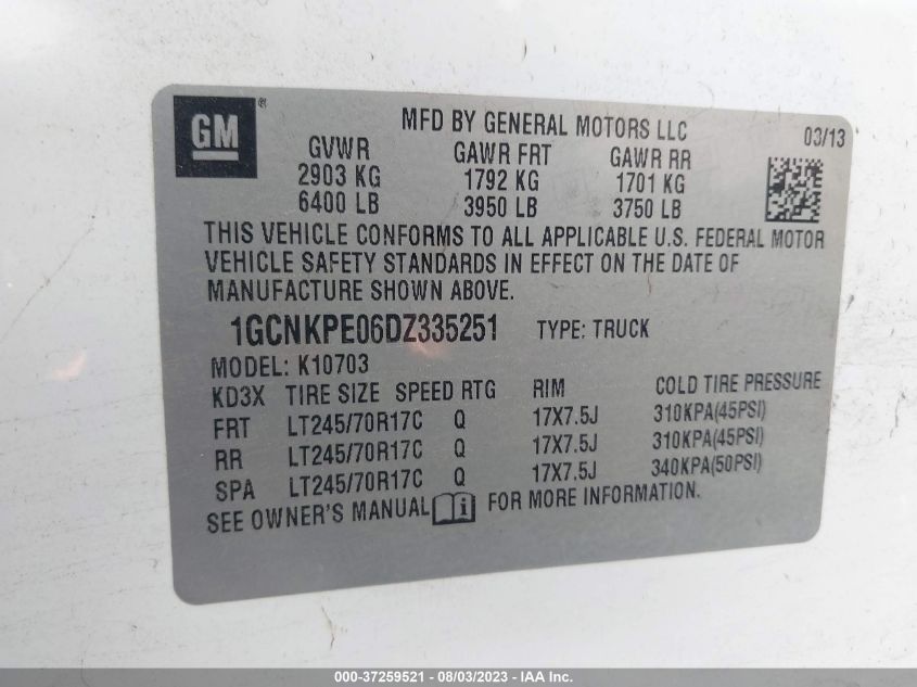 2013 CHEVROLET SILVERADO 1500 WORK TRUCK - 1GCNKPE06DZ335251