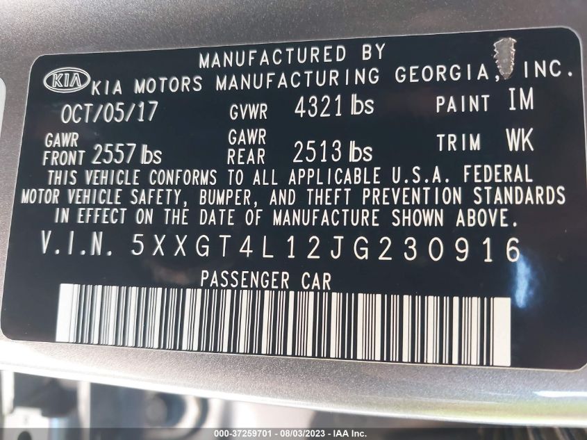 2018 KIA OPTIMA LX - 5XXGT4L12JG230916