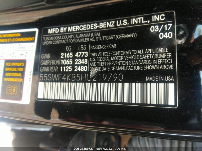 2017 MERCEDES-BENZ C-CLASS C 300 - 55SWF4KB5HU219790