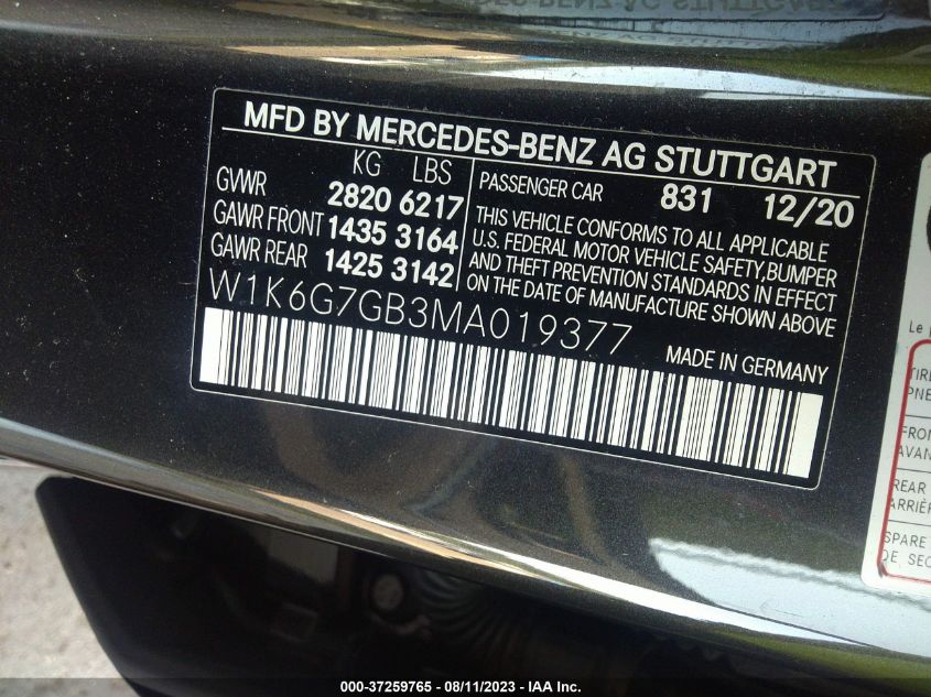 W1K6G7GB3MA019377 Mercedes-Benz S 580 4MATIC 9