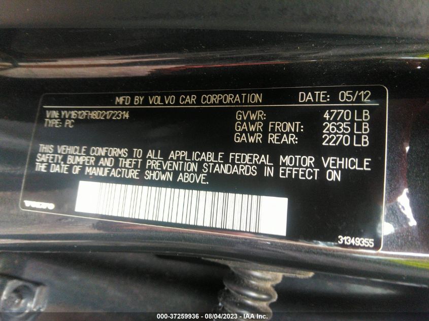 2013 VOLVO S60 T5 - YV1612FH8D2172314